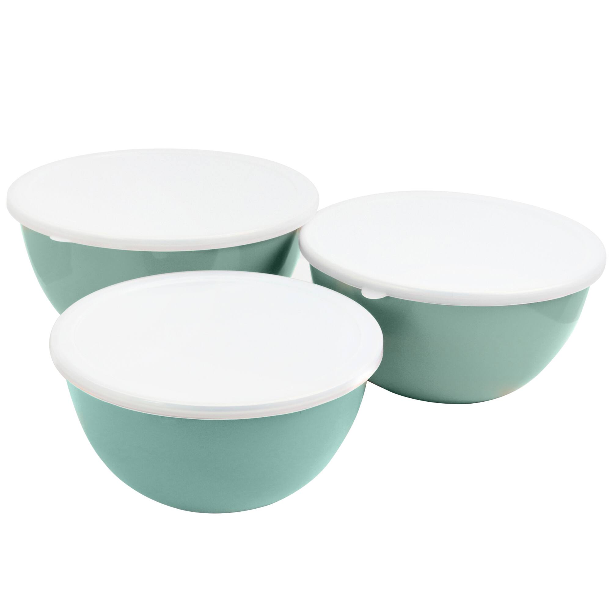 Gibson Home® Plaza Cafe Sky Blue 3-Piece Stackable Nesting Mixing Bowl Set with Lids